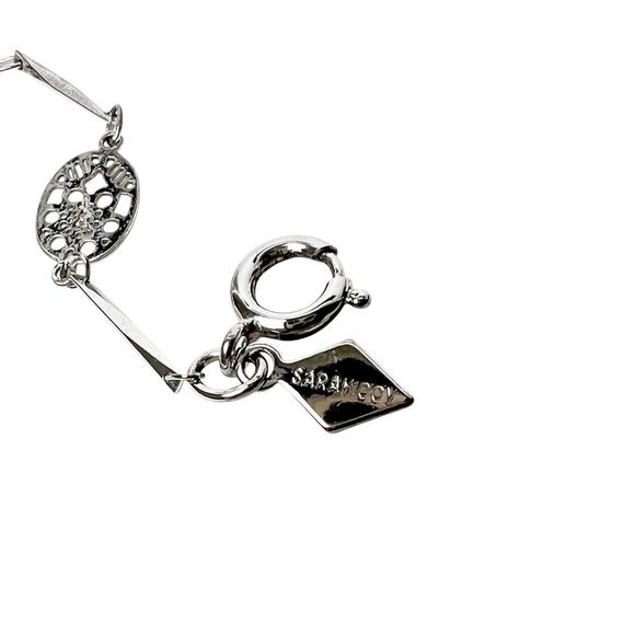 Sarah Coventry Infinity Bracelet Bar Link Silver Tone Oval Filigree Stations - Picture 5 of 6